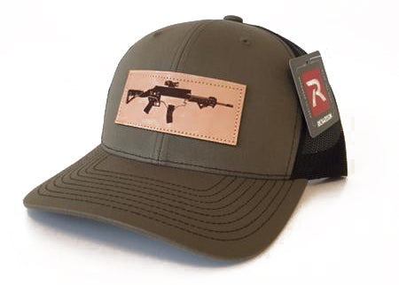 NC AR Leather Patch Trucker Hat (Olive)