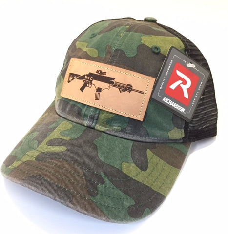 Unstructured Mesh NC AR Leather Patch Hat (Camo/Black)