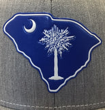 SC Palmetto Gun Tree Trucker (Heather Grey/ White)