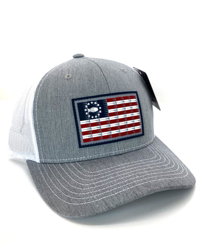 Merica 5.56 Flag Hat Heather Grey/White