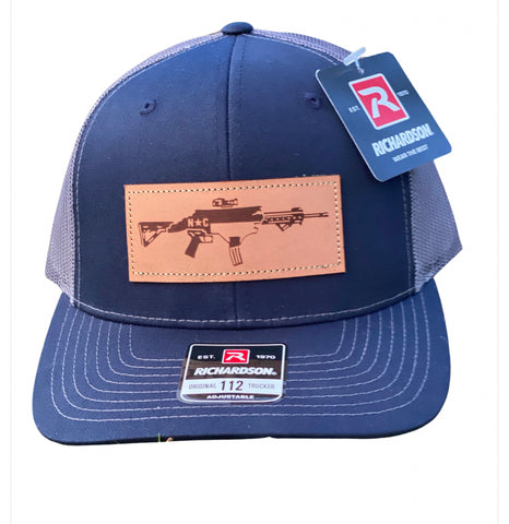 NC AR Leather Patch Hat Navy/Charcoal