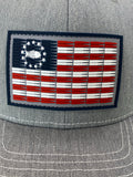 Merica 5.56 Flag Hat Heather Grey/White