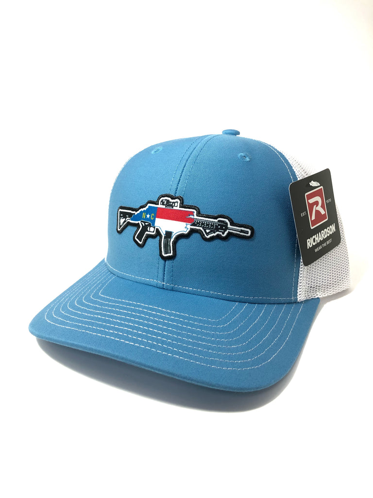 NC AR Trucker Hat (Columbia blue) – Fish & Clips