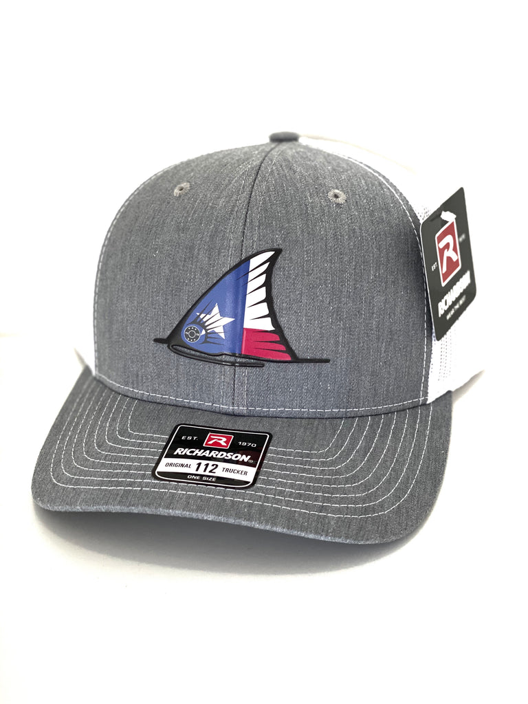 TX Redfish Tail Fin Hat (Heather Grey/White) – Fish & Clips